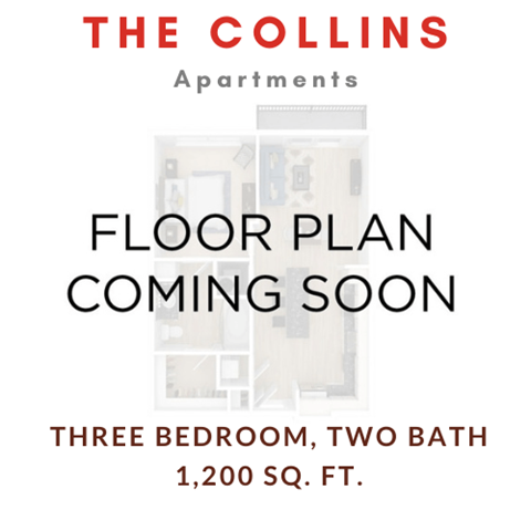 Floor plan for 3 beds, 2 baths, 1200 sqft